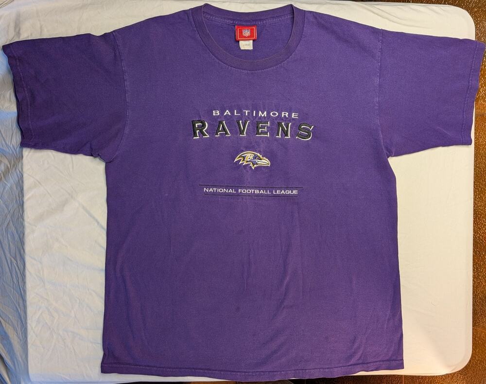 Vtg 00s Baltimore Ravens NFL Embroidered T Shirt Sz L Oversized Purple Sports